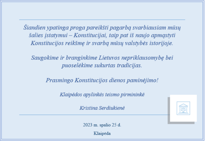 Sveikinimas Konstitucijos dienos proga