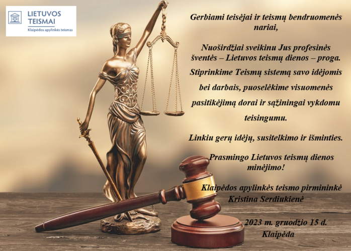 Sveikinimas Lietuvos teismų dienos proga