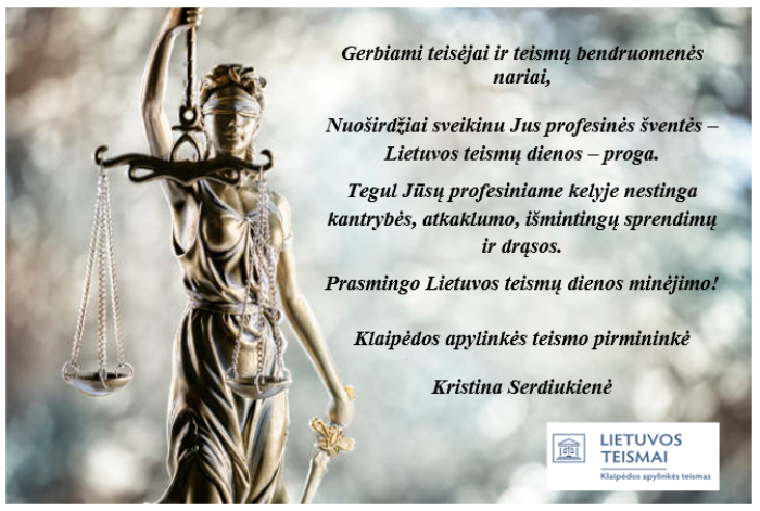 Sveikinimas Lietuvos teismų dienos proga