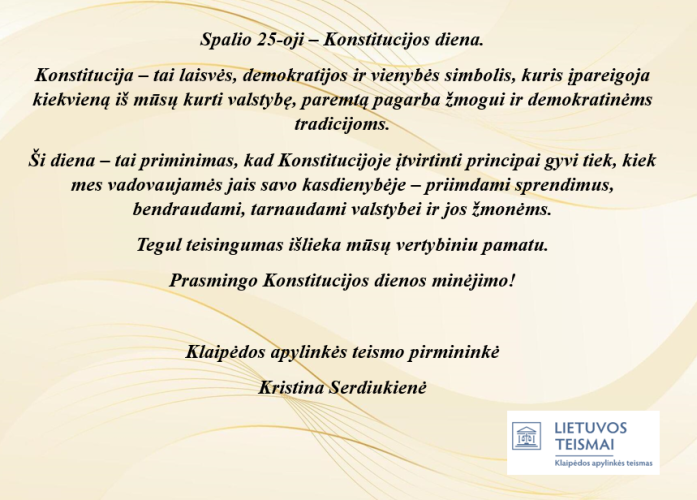 Šventinis sveikinimas Konstitucijos dienos proga