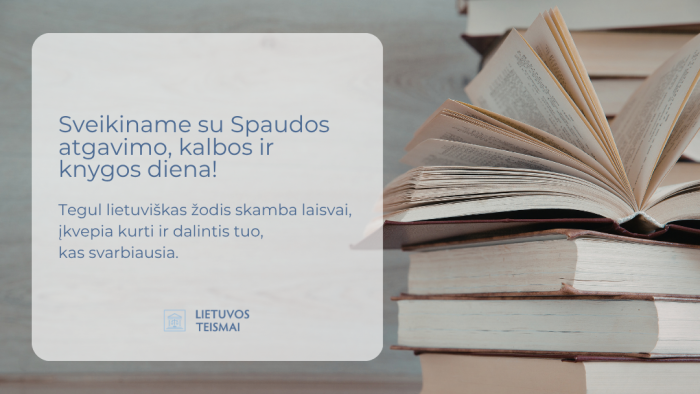 Sveikinimas Spaudos atgavimo, kalbos ir knygos dienos proga