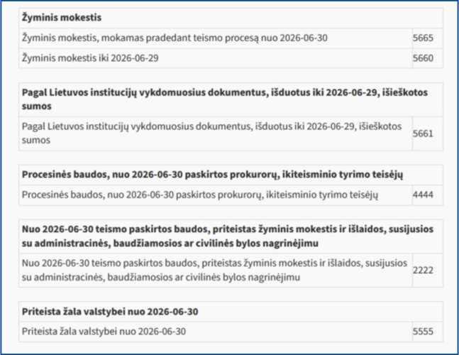 Pasikeitė įmokų kodai mokėjimams į VMI sąskaitas